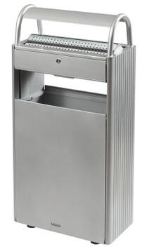 CORBEILLE SUR PIED AVEC CENDRIER 60L GRISE - ANTI-UV ET ANTICORROSION