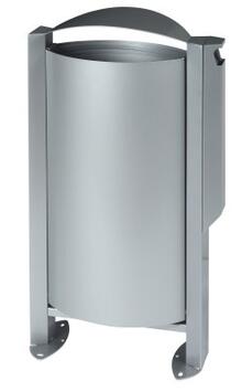 CORBEILLE SUR PIED ARKEA 60L AVEC CENDRIER 3L GRIS ANTI-CORROSION