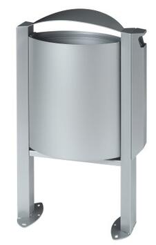 CORBEILLE SUR PIED ARKEA 40L AVEC CENDRIER 3L - GRIS ANTI-CORROSION