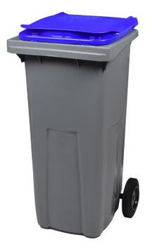CONTENEUR 2 ROUES KOROK 240L SANS BARRE GRIS/BLEU EN POLYÉTHYLÈNE