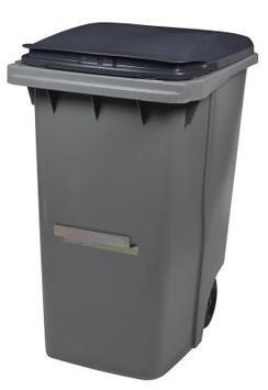 CONTENEUR À DÉCHETS KOROK GRIS 340L AVEC BARRE VENTRALE ET 2 ROUES