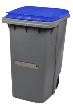 CONTENEUR KOROK 2 ROUES 340L GRIS/BLEU AVEC BARRE VENTRALE