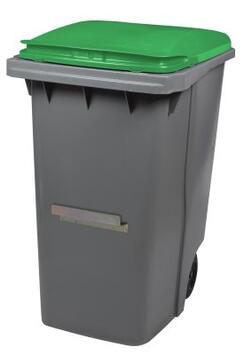 CONTENEUR KOROK 2 ROUES 340L AVEC BARRE VENTRALE GRIS/VERT