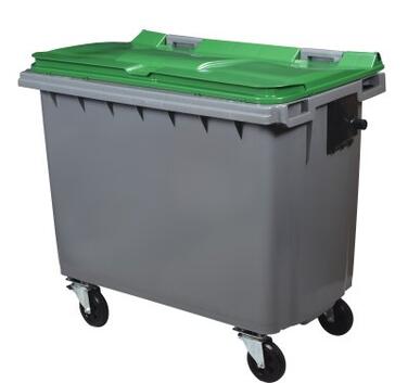 CONTENEUR KOROK 660L 4 ROUES SANS BARRE - GRIS/VERT