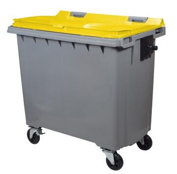 CONTENEUR KOROK 770L 4 ROUES SANS BARRE - GRIS/JAUNE
