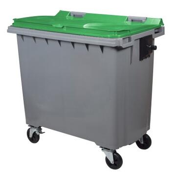 CONTENEUR KOROK 770L SANS BARRE 4 ROUES - GRIS/VERT