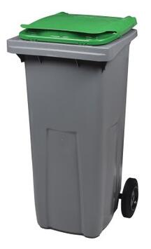 CONTENEUR KOROK 120L SANS BARRE GRIS/VERT - ROUES CAOUTCHOUC ET COUVERCLE SILENCIEUX