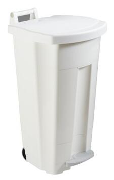 POUBELLE MOBILE À PÉDALE BOOGY 90L BLANC - POLYÉTHYLÈNE HAUTE DENSITÉ