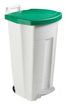 POUBELLE À PÉDALE MOBILE BOOGY 90L BLANC/VERT - POLYÉTHYLÈNE HD