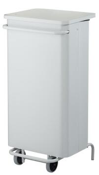 POUBELLE MOBILE À PÉDALE CARENE 110L BLANC - ACIER ANTI-UV