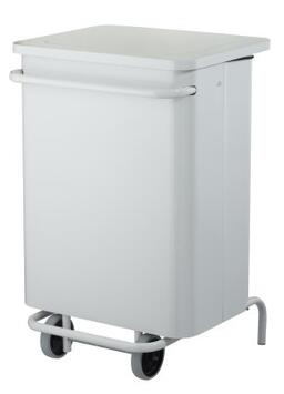 POUBELLE MOBILE À PÉDALE CARÈNE 70L ANTI-UV BLANC