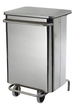 POUBELLE À PÉDALE MOBILE INOX 70L - FAÇADE AMOVIBLE HACCP