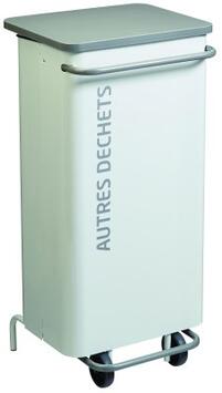 POUBELLE DE TRI MOBILE À PÉDALE NOMADE 110L - BLANC/GRIS
