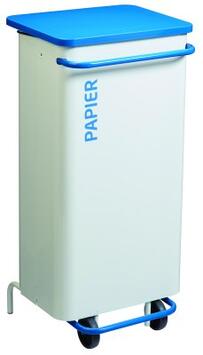 POUBELLE DE TRI MOBILE 110L AVEC PÉDALE NOMADE - BLANC/BLEU