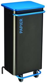 POUBELLE DE TRI MOBILE 110L AVEC PÉDALE NOMADE - GRIS ET BLEU