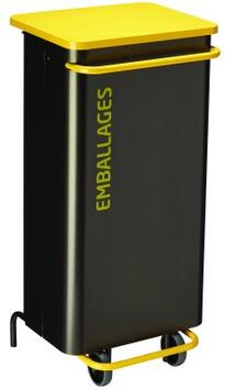 POUBELLE DE TRI MOBILE À PÉDALE 110L NOMADE - GRIS/MANGUE/JAUNE