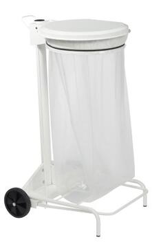 SUPPORT SAC MOBILE À PÉDALE COLLECROULE 110L BLANC - ACIER ANTI-UV