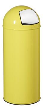POUBELLE PUSH AVEC TRAPPE 45L JAUNE - ACIER ANTI-UV & INOX