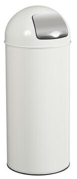 POUBELLE À POUSSOIR AVEC COUVERCLE 45L BLANC EN ACIER ANTI-UV