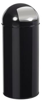 POUBELLE À TRAPPE PUSH 45L NOIR EN ACIER POUDRÉ ANTI-UV