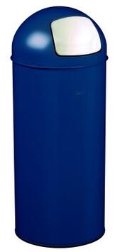POUBELLE À TRAPPE PUSH 45L BLEU MAT - ACIER ANTI-UV ET INOX