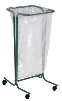 SUPPORT SAC TUBULAIRE 110L SUR ROULETTES VERT - ACIER ANTI-UV