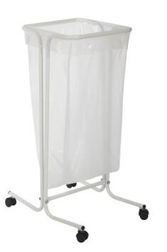 SUPPORT SAC TUBULAIRE 110L SUR ROULETTES BLANC - ACIER ANTI-UV