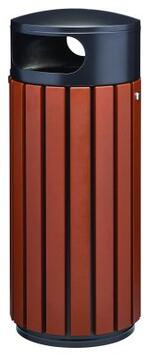 CORBEILLE ZENO ALU EFFET CORTEN - ACIER ANTI-UV 80L - FIXATION AU SOL