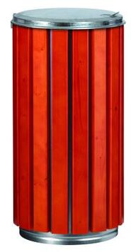 CORBEILLE ZENO PROTEC 80L BOIS AVEC COUVERCLE PLEIN - FIXATION SOL