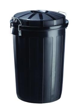 POUBELLE BAZI NOIR 95L EN POLYÉTHYLÈNE HAUTE DENSITÉ AVEC COUVERCLE VERROUILLABLE