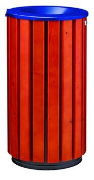 CORBEILLE ZENO ACCESS 80L BOIS AVEC COUVERCLE BLEU - ANTI-UV ET ANTICORROSION