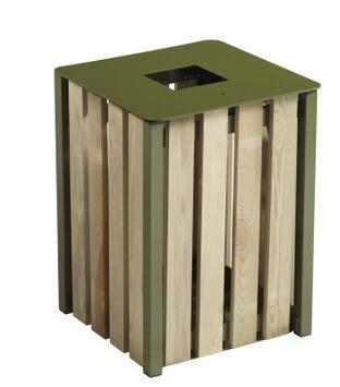 CORBEILLE EDEN 50L EN BOIS ET VERT OLIVE - ACIER ANTI-CORROSION