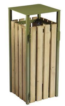 CORBEILLE EDEN 110L À POSER/FIXER - BOIS/VERT SANS CENDRIER