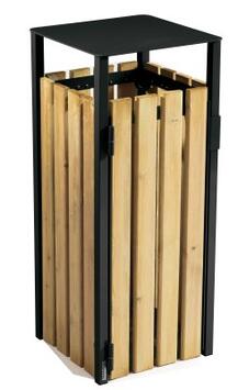 CORBEILLE EDEN 110L AVEC CENDRIER BOIS/ACIER ANTICORROSION
