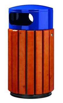 CORBEILLE ZENO 40L EN BOIS ET BLEU - STRUCTURE ACIER ANTI-UV