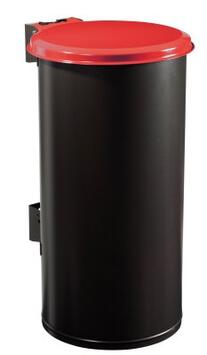 POUBELLE MURALE TUBO 80L ACIER GRIS MANGANÈSE/ROUGE PUR