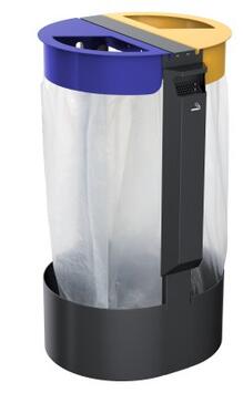 SUPPORT SAC 2 FLUX 150L AVEC CENDRIER 3L MANGA BLEU/JAUNE