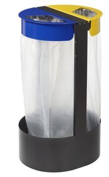 SUPPORT SAC CITWIN ESSENTIEL 2 FLUX - 2X75L JAUNE/BLEU - ACIER ANTI-UV