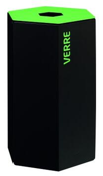 CORBEILLE DE TRI 50L HEXATRI MANGA/VERT JAUNE - ACIER UV ET INTÉRIEUR PLASTIQUE