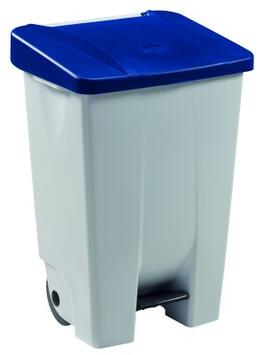 POUBELLE MOBILE À PÉDALE MOBILY 80L BLANC/BLEU - POLYÉTHYLÈNE