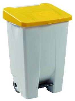 POUBELLE MOBILE À PÉDALE MOBILY 80L BLANC/JAUNE - TRI SÉLECTIF