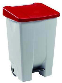 POUBELLE MOBILE À PÉDALE MOBILY 80 L BLANC/ROUGE - POLYÉTHYLÈNE