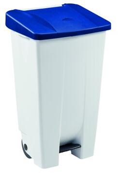 POUBELLE MOBILE À PÉDALE 120L MOBILY BLANC/BLEU - TRI SÉLECTIF