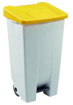POUBELLE MOBILE À PÉDALE MOBILY 120L BLANC/JAUNE - TRI SÉLECTIF