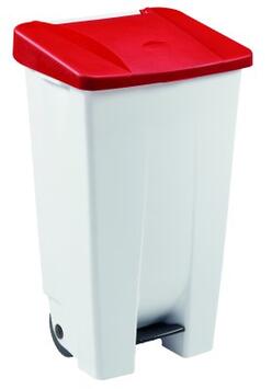 POUBELLE À PÉDALE MOBILE MOBILY 120L BLANC/ROUGE - POLYÉTHYLÈNE