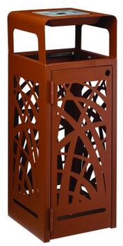CORBEILLE À POSER OU FIXER CYBEL 110L AVEC CENDRIER 1.5L EFFET CORTEN