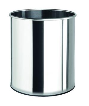 CORBEILLE À PAPIER INOX PAPEA 15 LITRES AVEC EMBASE CAOUTCHOUC
