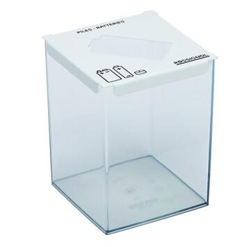 COLLECTEUR DE PILES PILEO BLANC 2L EN POLYCARBONATE ET ACIER