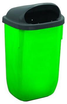 CORBEILLE MURALE XERIOS 50L EN PLASTIQUE GRIS/VERT - FIXATION MURALE ET POTEAU