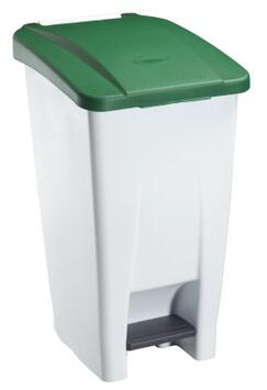 POUBELLE MOBILE À PÉDALE MOBILY 60L BLANC/VERT - TRI SÉLECTIF